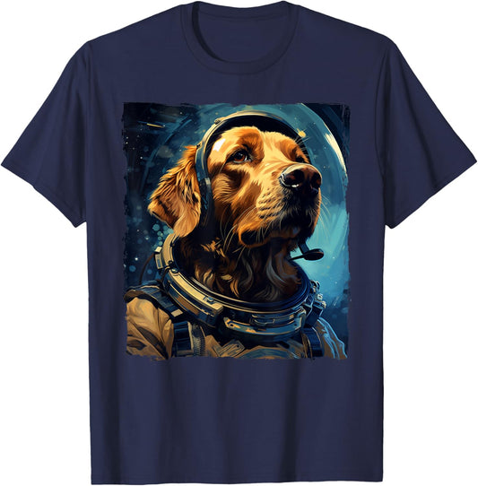 Golden Retriever Funny Golden Retriever Astronaut T-Shirt - T-Shirt | Navy