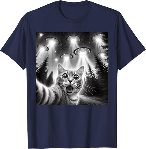 Cat Selfie With Alien UFO Funny Cat Gifts Women Kids