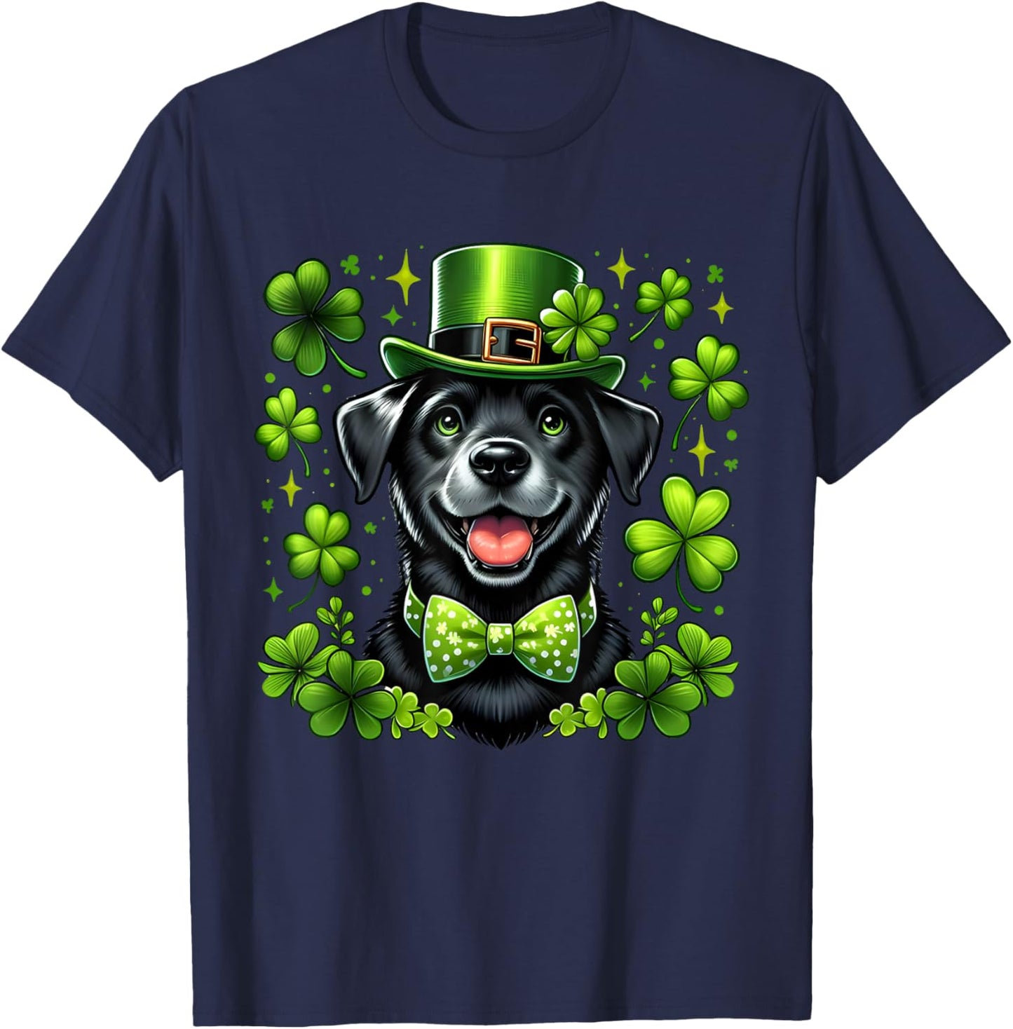 Happy St Patrick's Day Lab Black Labrador For Pet Dog Lover Women Kids T-Shirt - T-Shirt | Navy