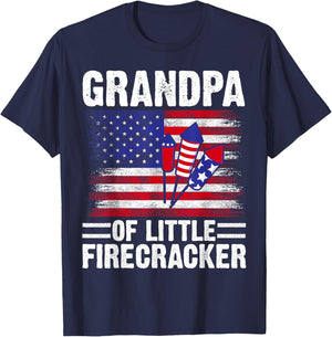 Grandpa of the little Firecracker 4th of July Grandfather T-Shirt - T-Shirt | Navy