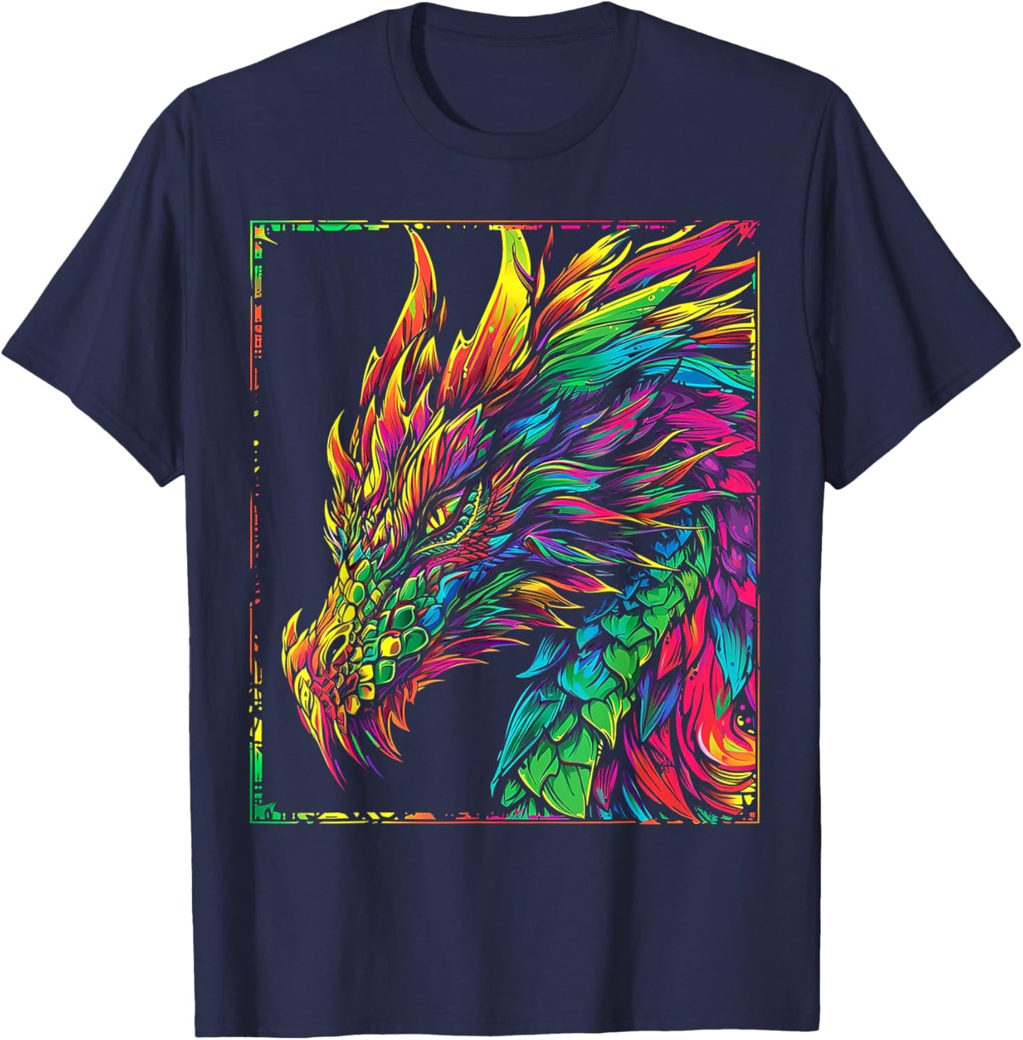 Dragon Abstract Colorful Scary Animal Art Graphic Dragon T-Shirt - T-Shirt | Navy