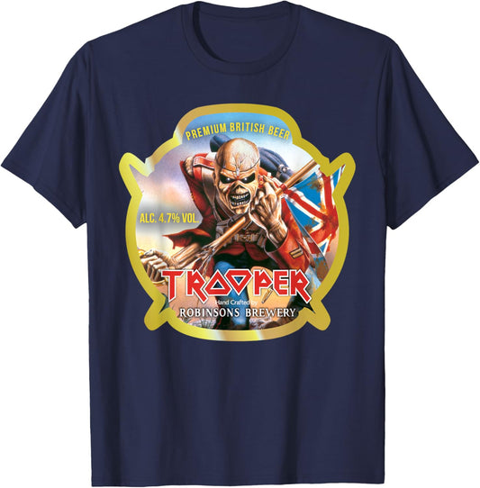 Iron Maiden - Trooper Beer Label Colors T-Shirt - T-Shirt | Navy