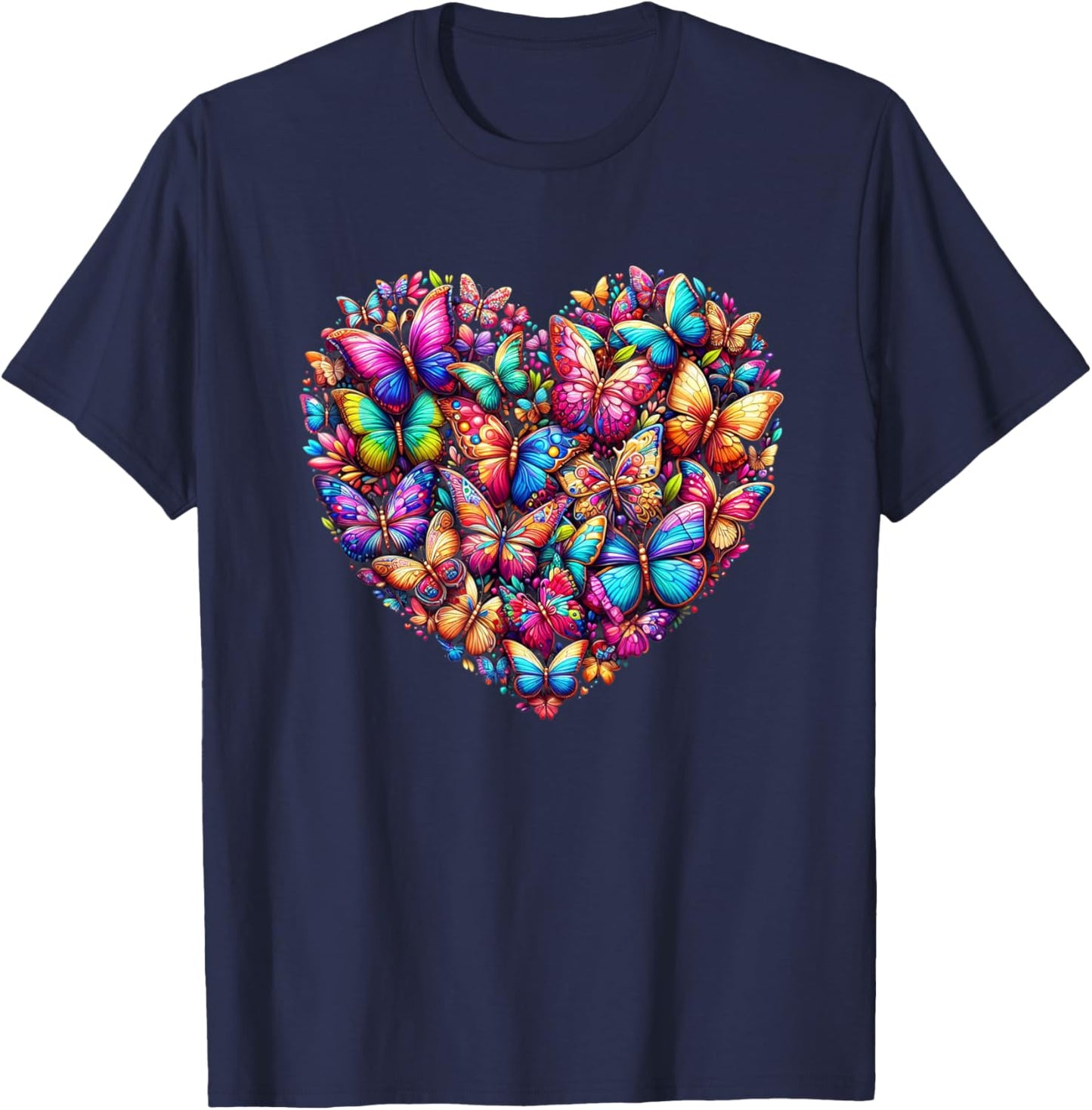 Butterfly Love Colorful Butterflies Art Beautiful Garden T-Shirt - T-Shirt | Navy