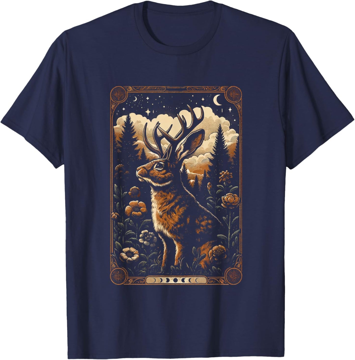 Classic Art Animal Funny Jackalope Colorful Portrait Costume T-Shirt - T-Shirt | Navy