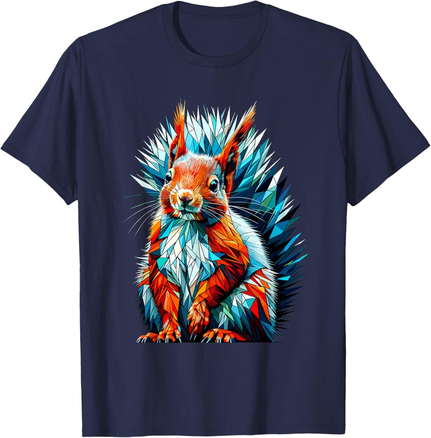 Polygon Art Red Squirrel Squirrels T-Shirt - T-Shirt | Navy