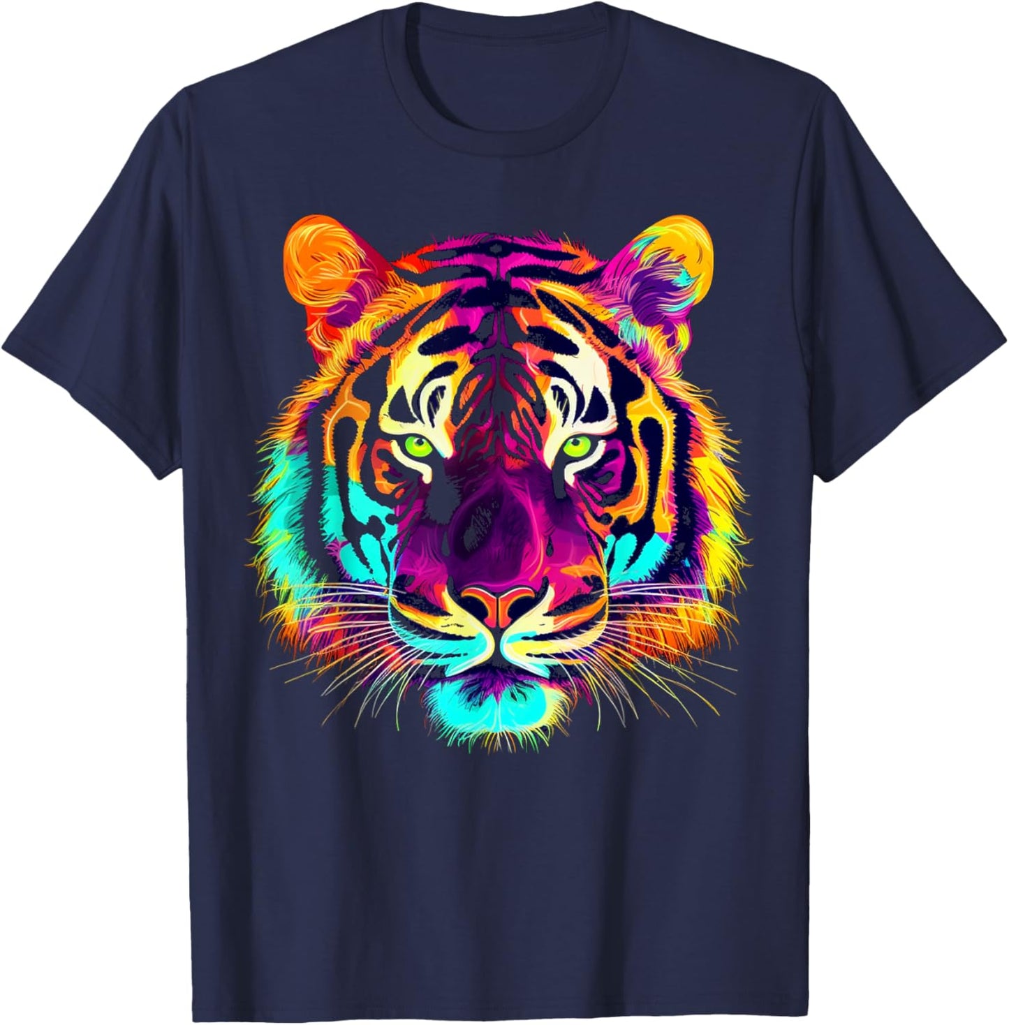 Tiger Artwork Zoo Colourful Animal Tiger T-Shirt - T-Shirt | Navy