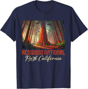 Redwood National Park California Redwood Forest Trees Grunge T-Shirt - T-Shirt | Navy