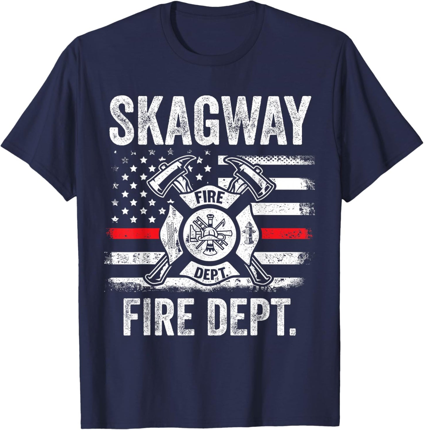 Skagway Alaska Fire Department Thin Red Line Fireman T-Shirt - T-Shirt | Navy