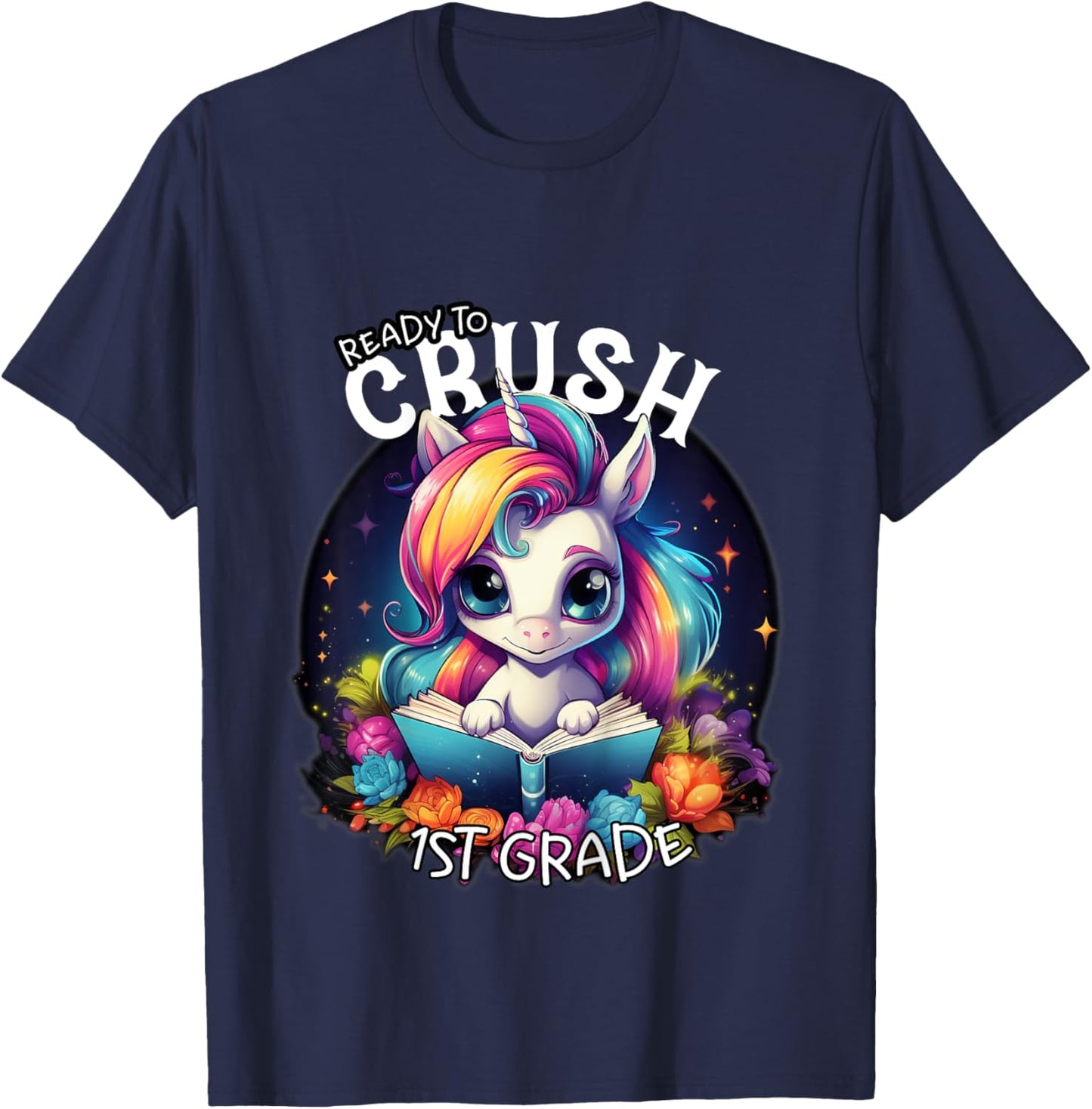 Kids Ready to Crush 1st grade Unicorn goodbye Kindergarten school T-Shirt - T-Shirt | Navy