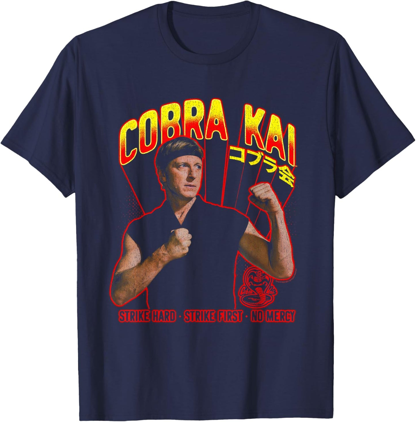 Cobra Kai Johnny with Gradient Logo T-Shirt - T-Shirt | Navy