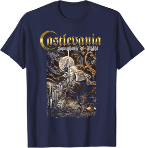 Castlevania Symphony Box Art Gothic Moon Night Retro Gamer T-Shirt - T-Shirt | Navy