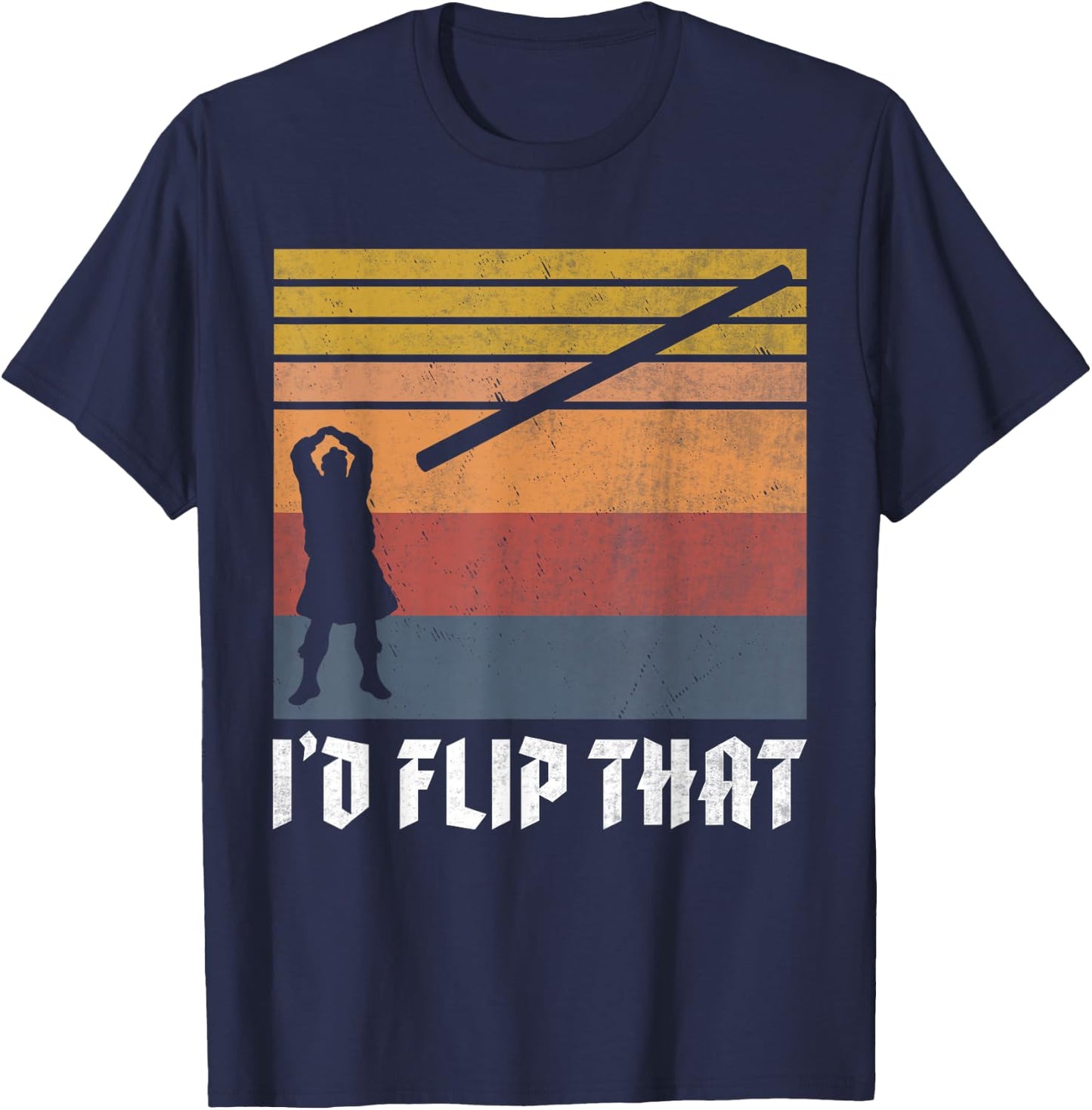 Highland Games Caber Toss Heavy Athlete Gifts Scottish Kilt T-Shirt - T-Shirt | Navy