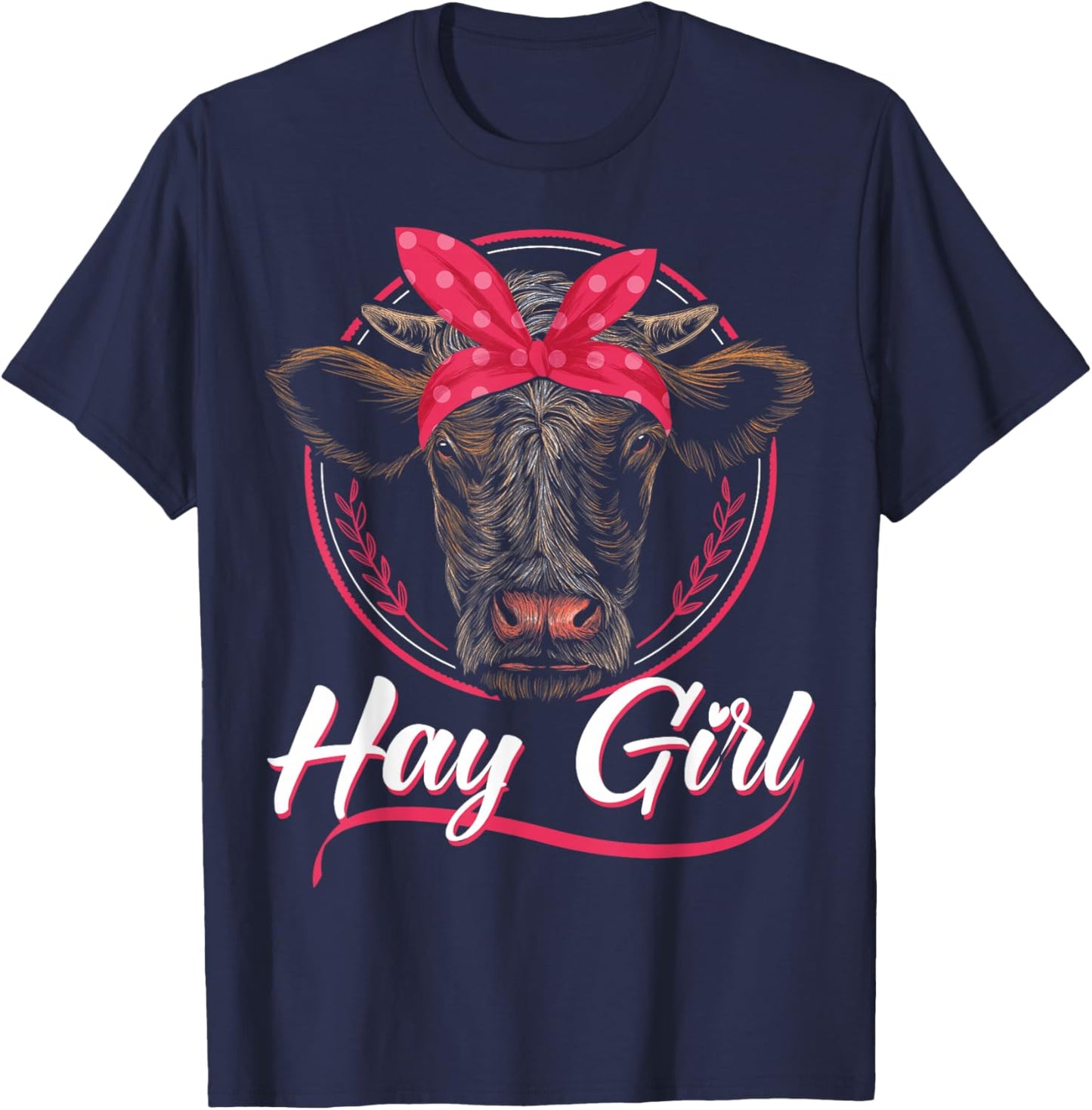 Hay Girl Farming Heifer Calf Cattle Lover Bandana T-Shirt - T-Shirt | Navy