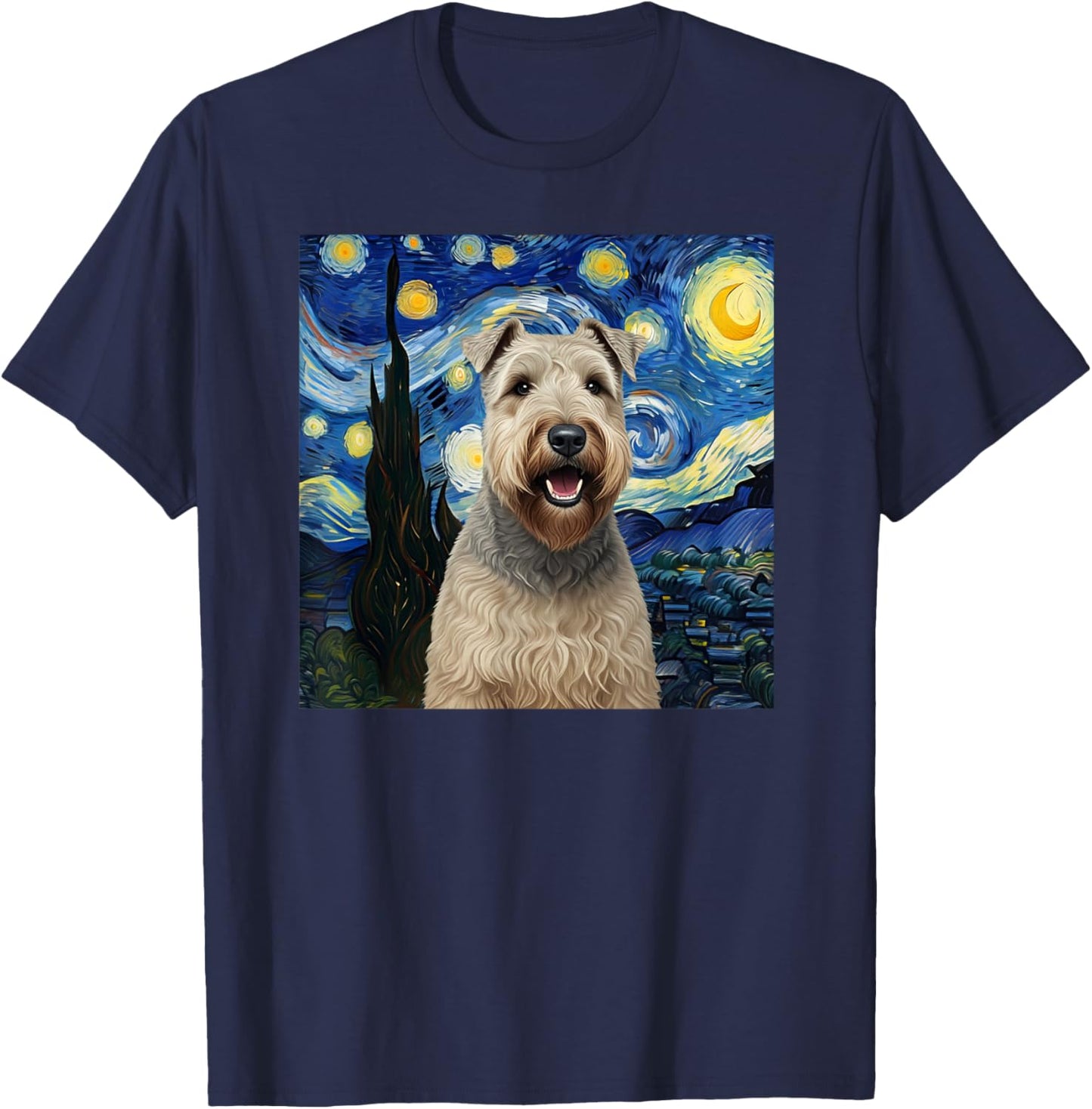 Wheaten Terrier Starry Night Dog Lover Gift Men Women Kids T-Shirt - T-Shirt | Navy