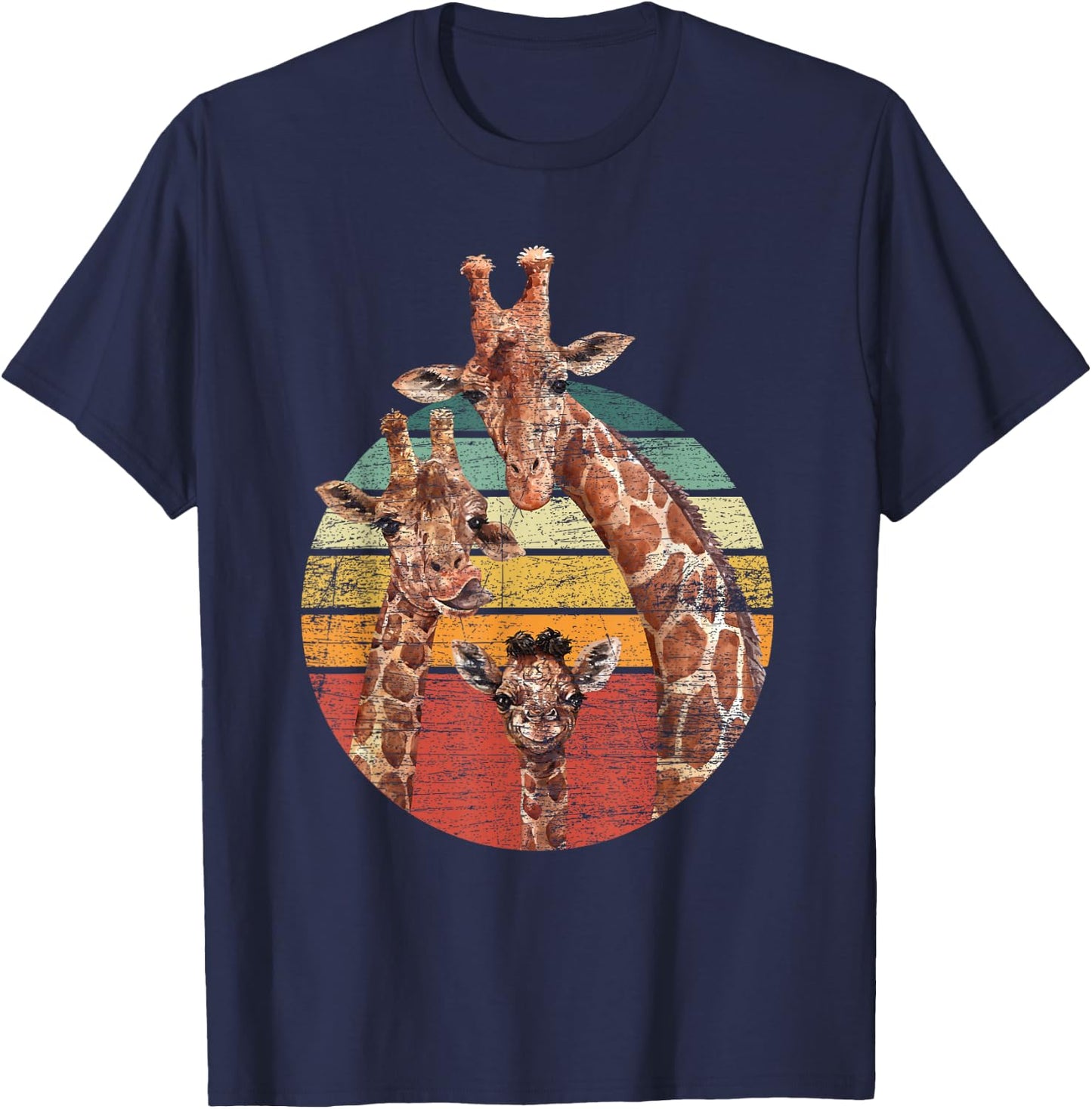 Animal Lover Family African Safari Giraffe T-Shirt - T-Shirt | Navy