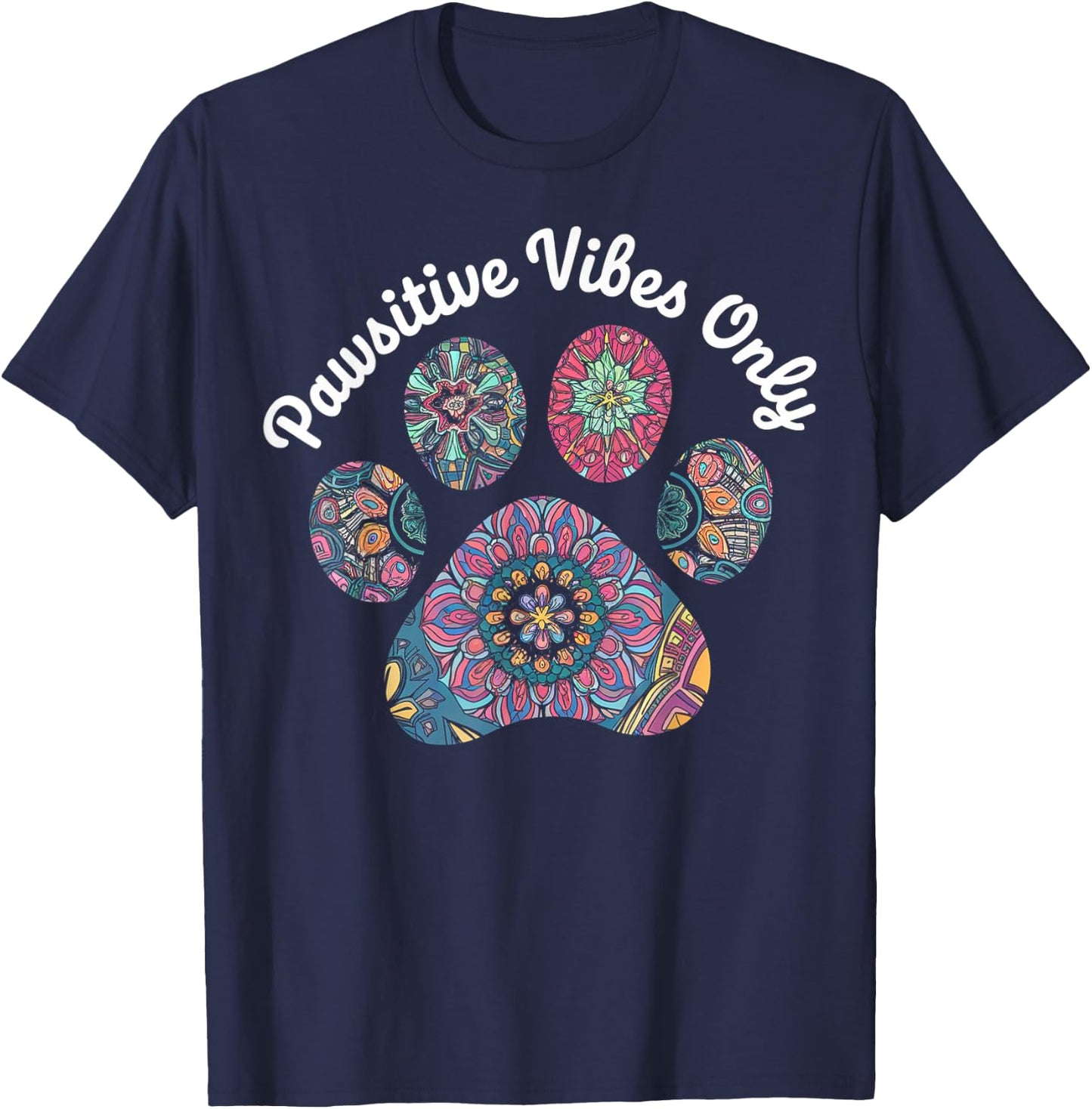 Pawsitive Vibes Only Paw T-Shirt - T-Shirt | Navy