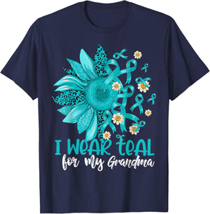 I Wear Teal For My Grandma Cervical Cancer Awareness T-Shirt - T-Shirt | Navy