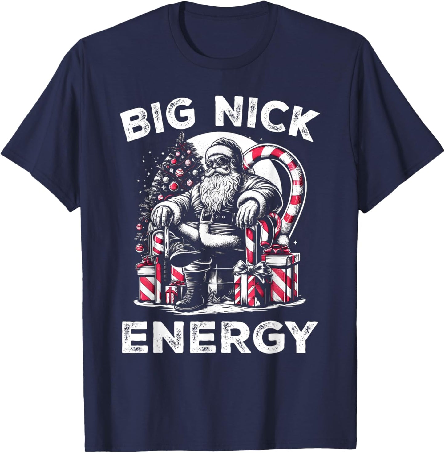 Big Nick Energy Funny Santa Claus Christmas Men Women Kids T-Shirt - T-Shirt | Navy