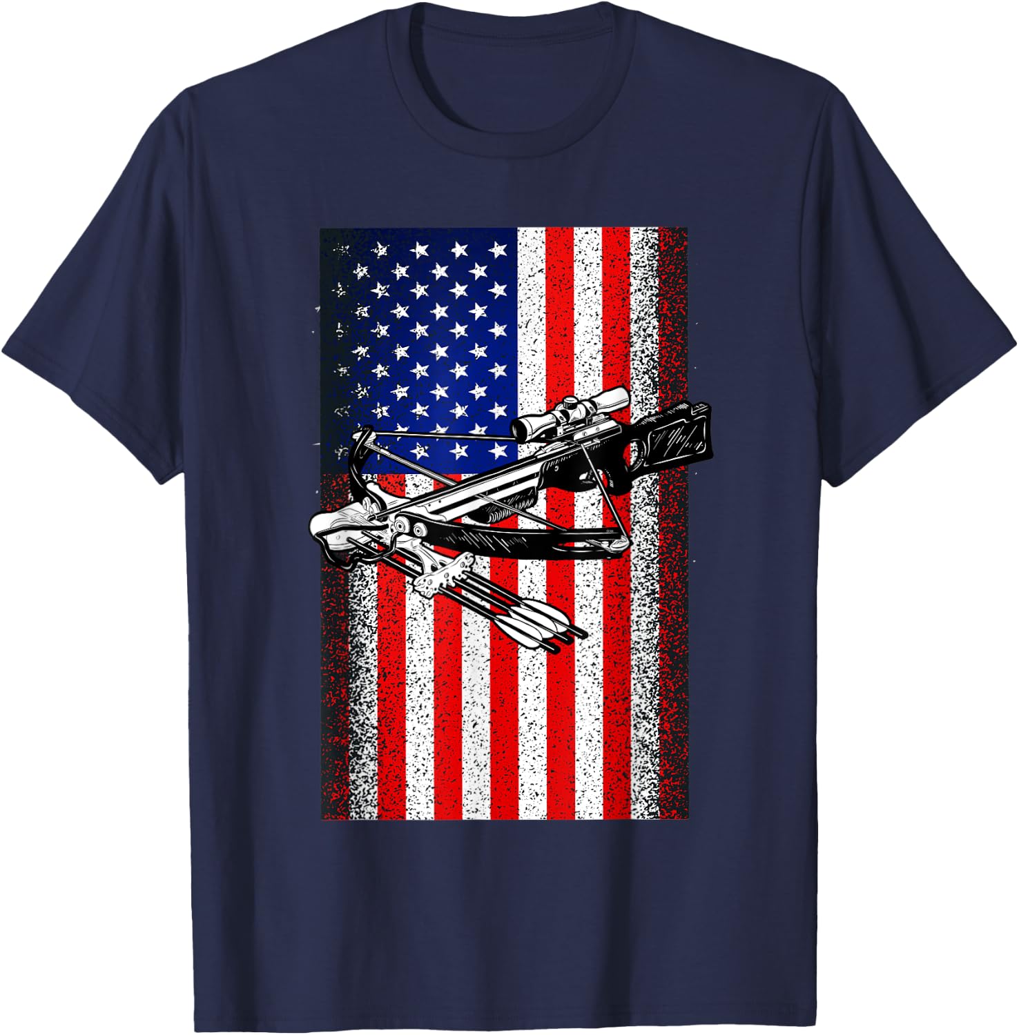 Bow Hunting Distressed Crossbow Sport Hunter Gift T-Shirt - T-Shirt | Navy