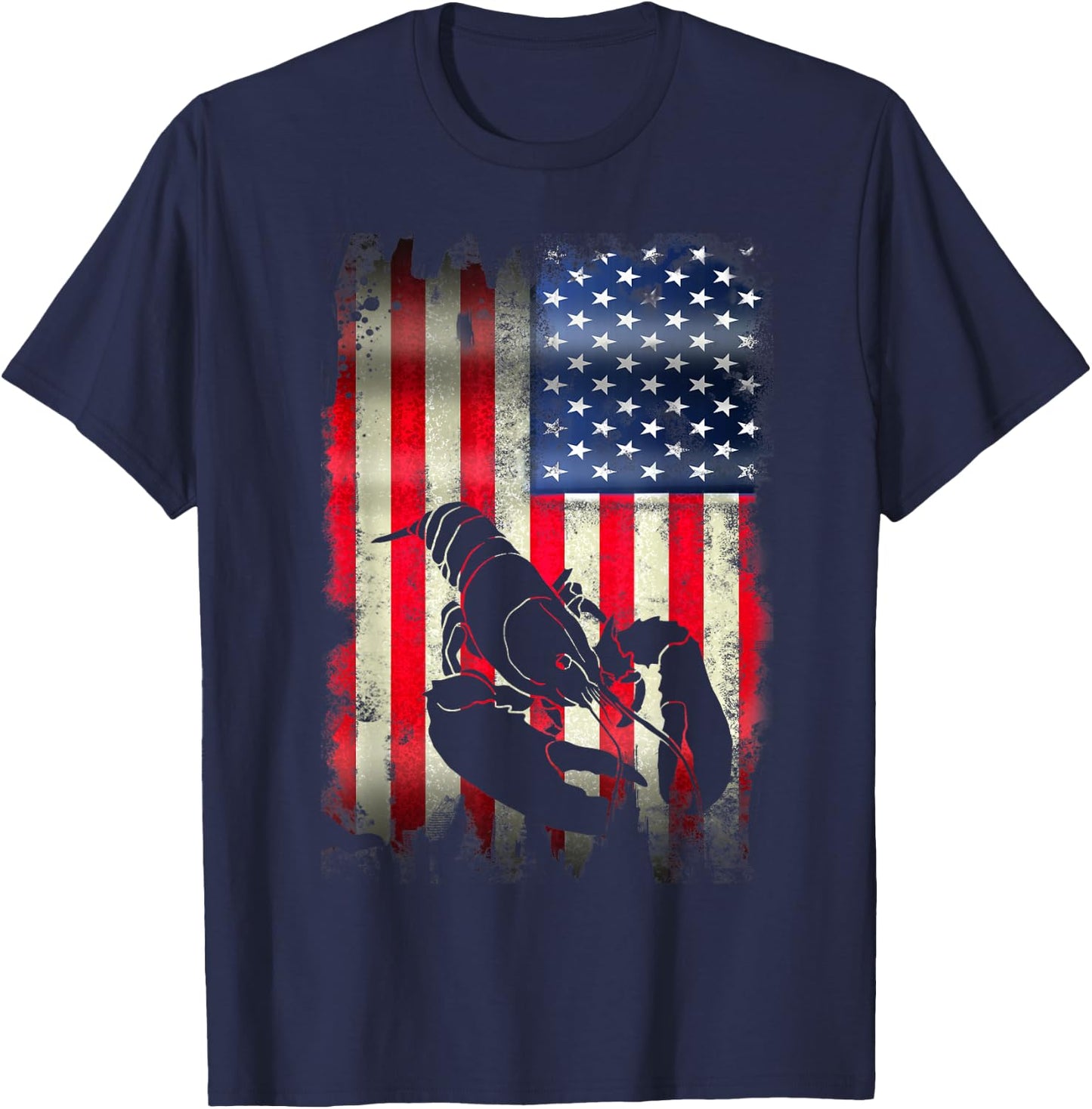 Lobster USA American Flag 4th of July Patriotic Merica T-Shirt - T-Shirt | Navy