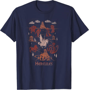 Disney Hercules Titan Map T-Shirt - T-Shirt | Navy