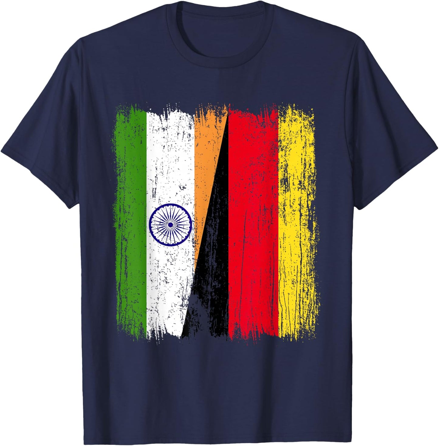 India Germany Half Flag Indian German Heritage T-Shirt - T-Shirt | Navy