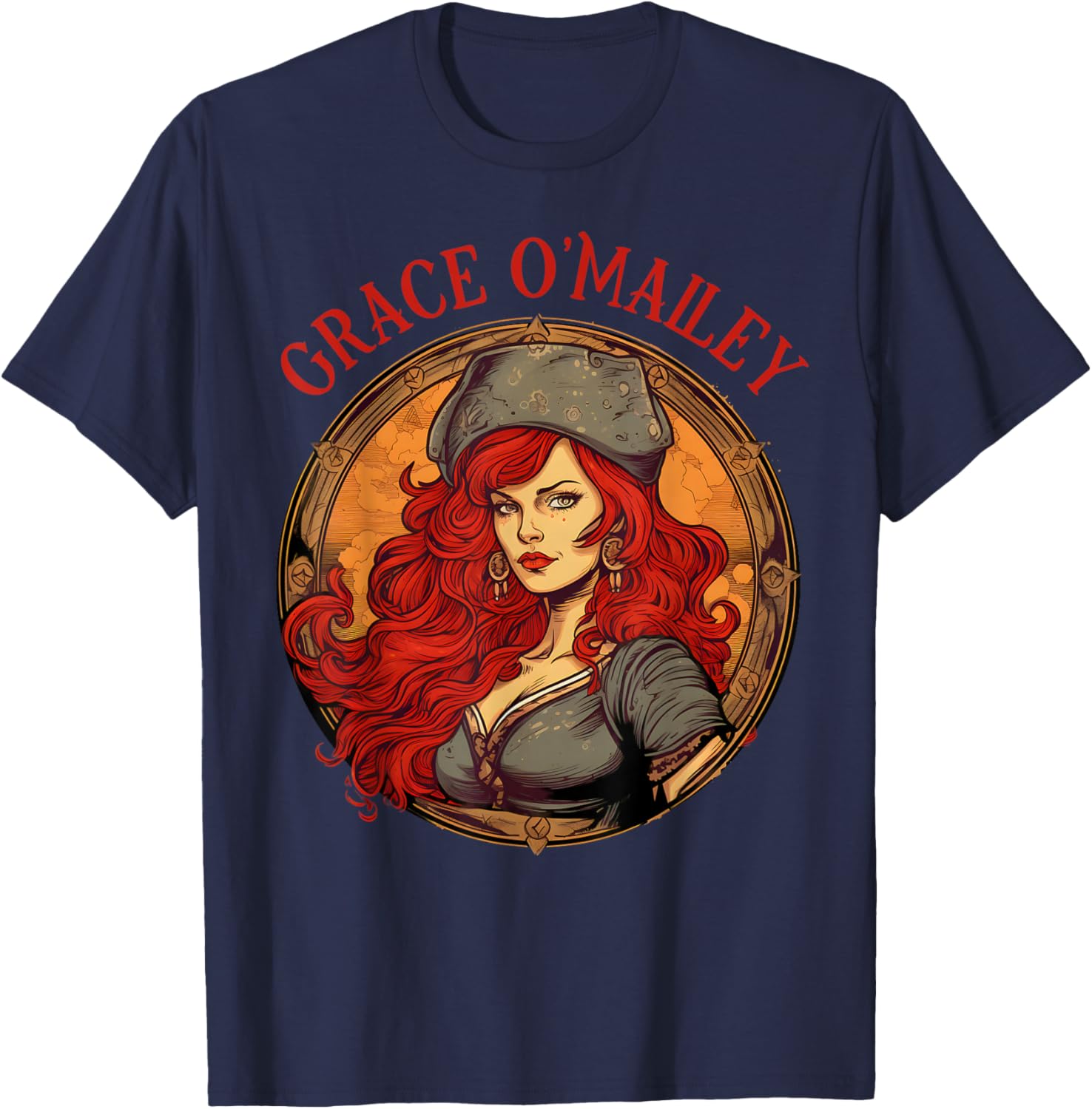 Grace O'Malley Irish Heritages Fearless Irish Pirate Queens T-Shirt - T-Shirt | Navy