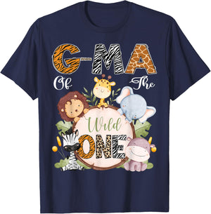 G-Ma Of The Wild One 1St Birthday Safari Woodland T-Shirt - T-Shirt | Navy