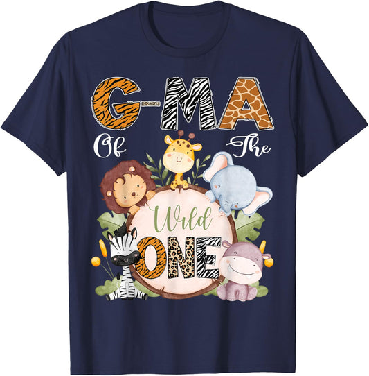 G-Ma Of The Wild One 1St Birthday Safari Woodland T-Shirt - T-Shirt | Navy