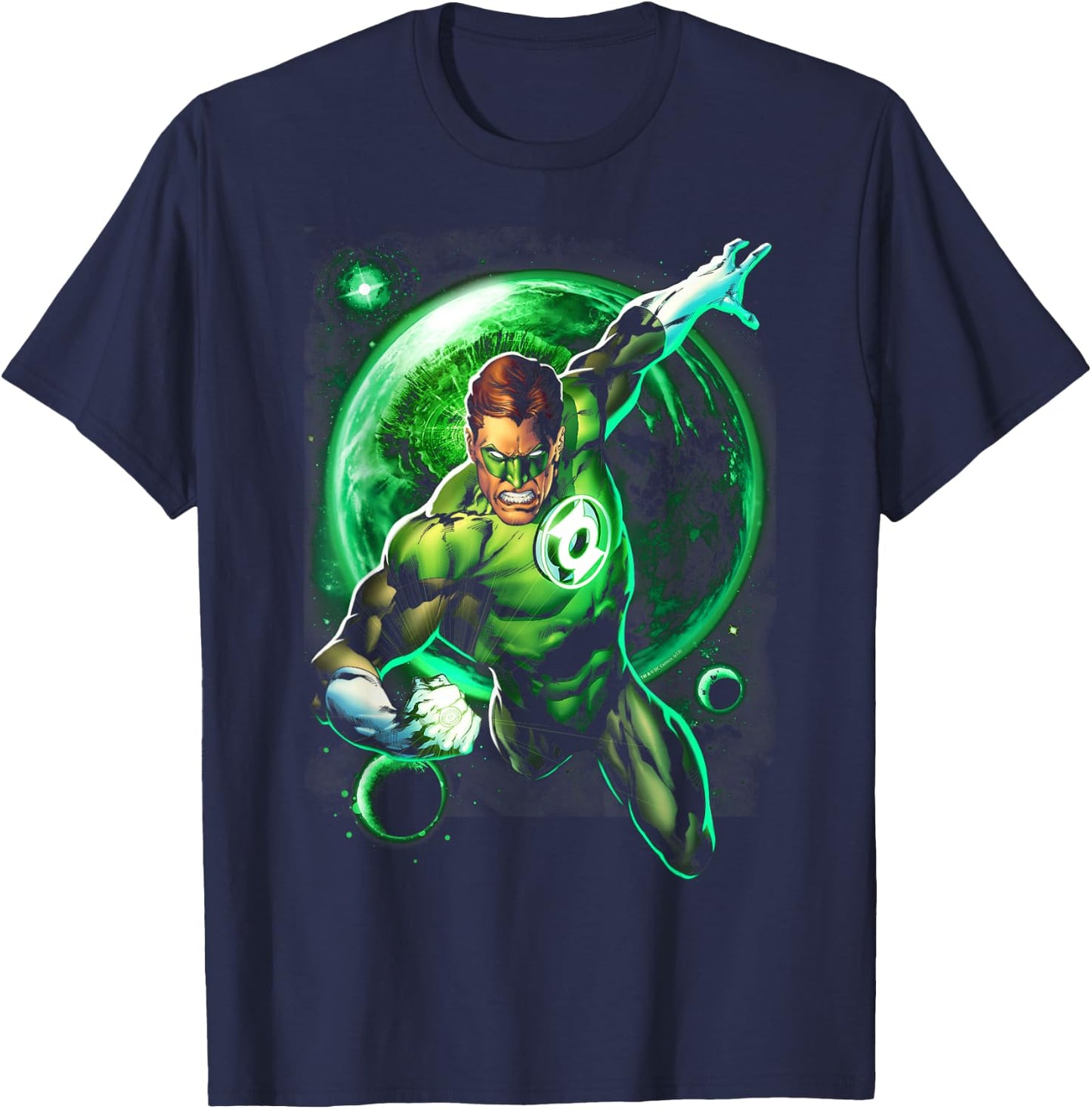 DC Comics Green Lantern Galaxy Glow , -Adult, Black, Short Sleeve, Small T-Shirt - T-Shirt | Navy
