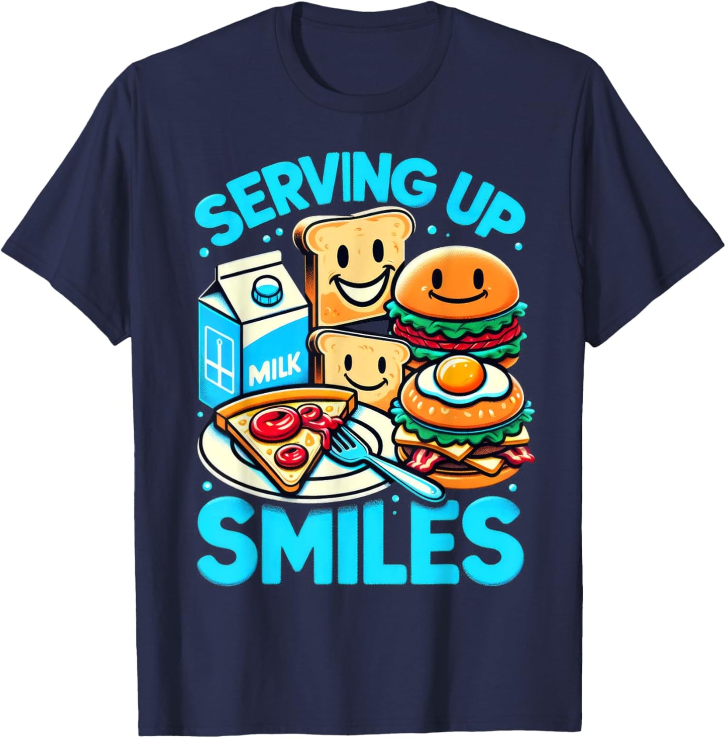 Serving up Smiles Lunch Lady T-Shirt - T-Shirt | Navy