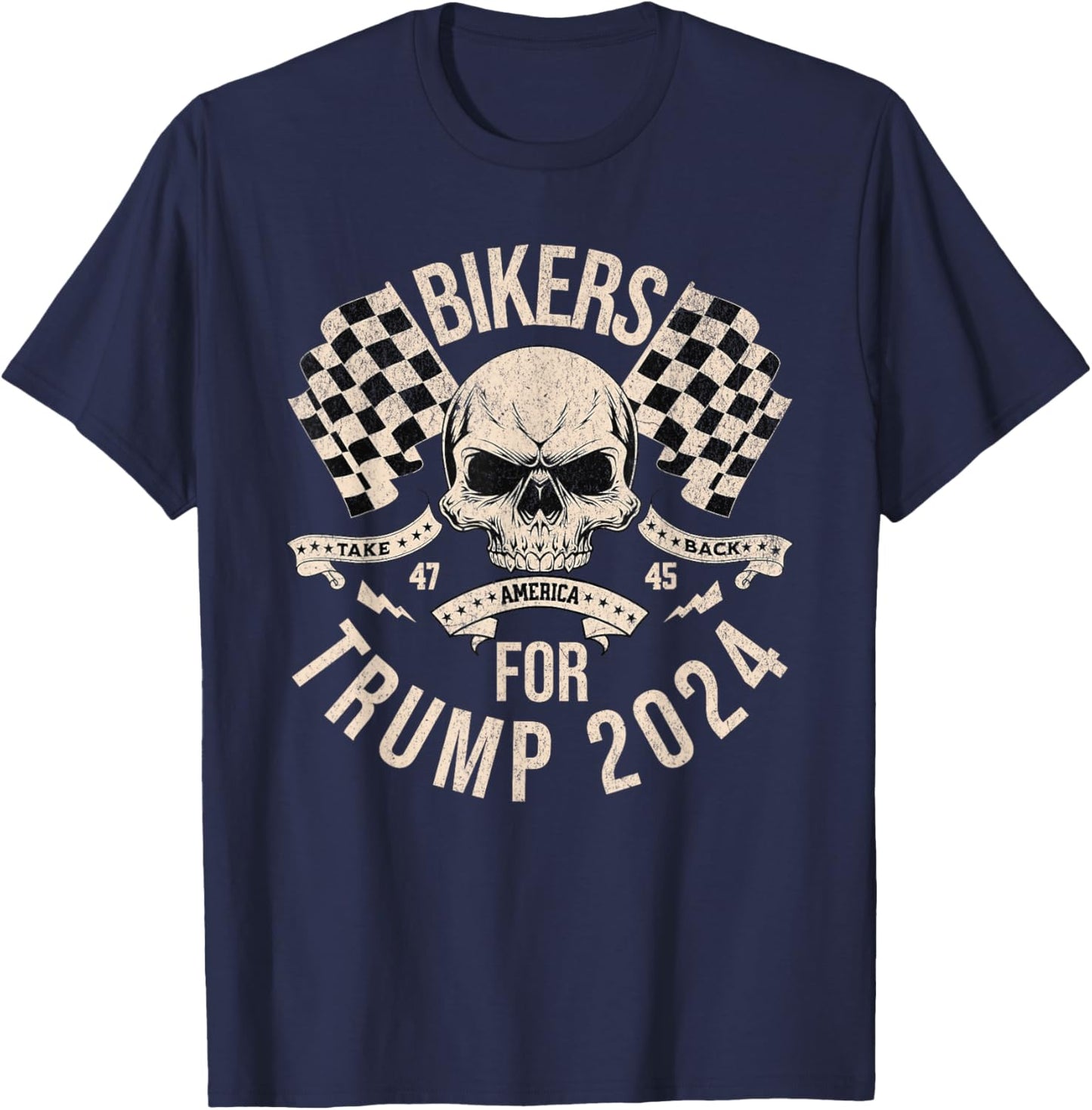 American Bikers for Trump Take America Back Election 2024 T-Shirt - T-Shirt | Navy