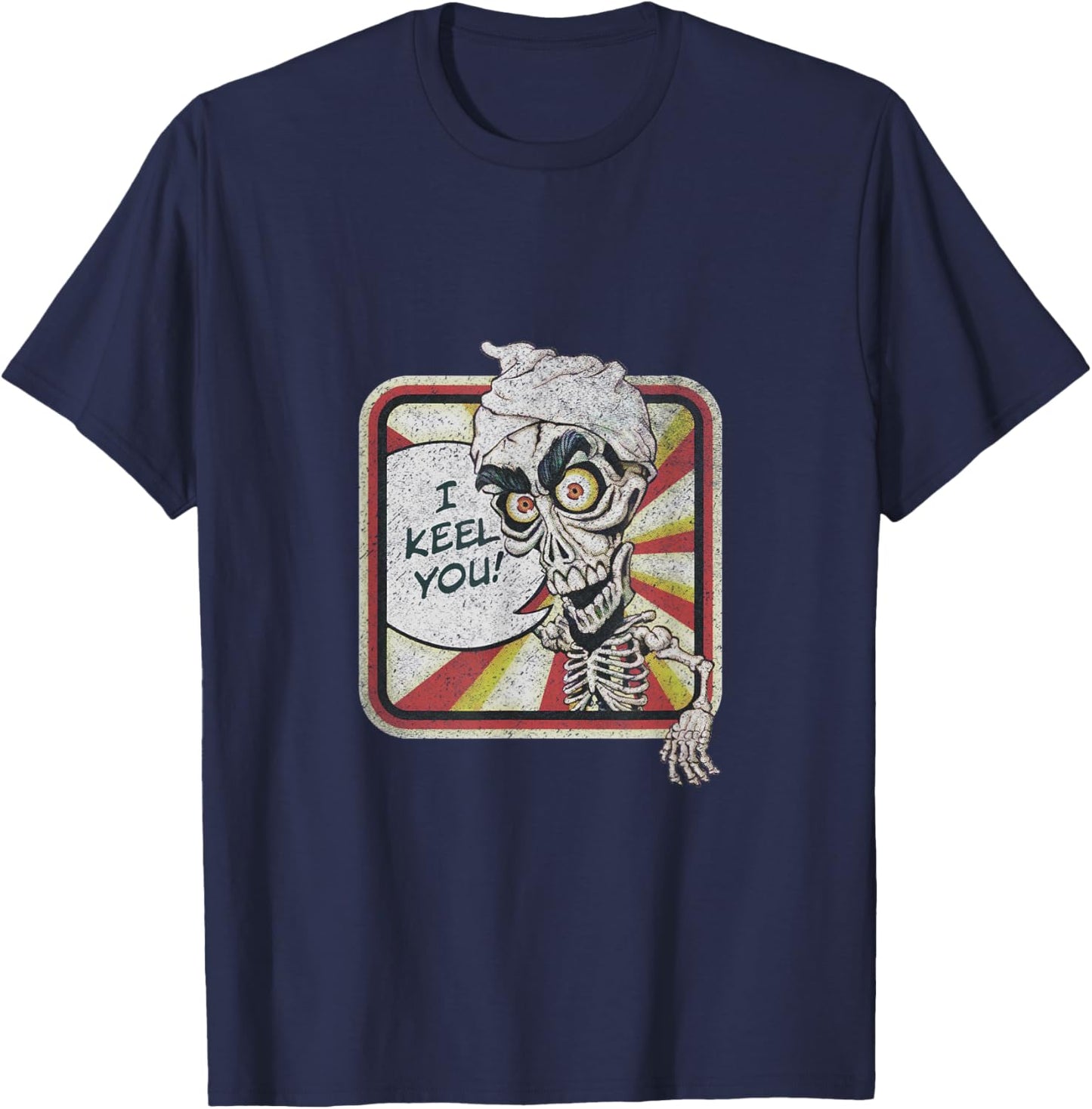Jeff Dunham Achmed The Dead Terrorist Retro Washed , Black, Small, Short Sleeve, Crew Collar, Polyester 100% T-Shirt - T-Shirt | Navy