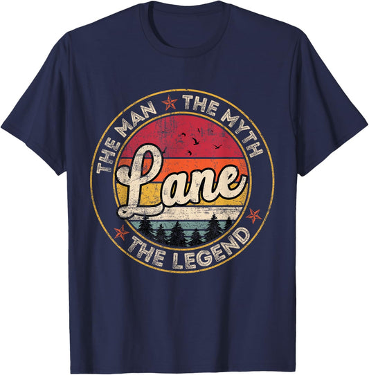 Lane The Man The Myth The Legend Personalized Name T-Shirt - T-Shirt | Navy