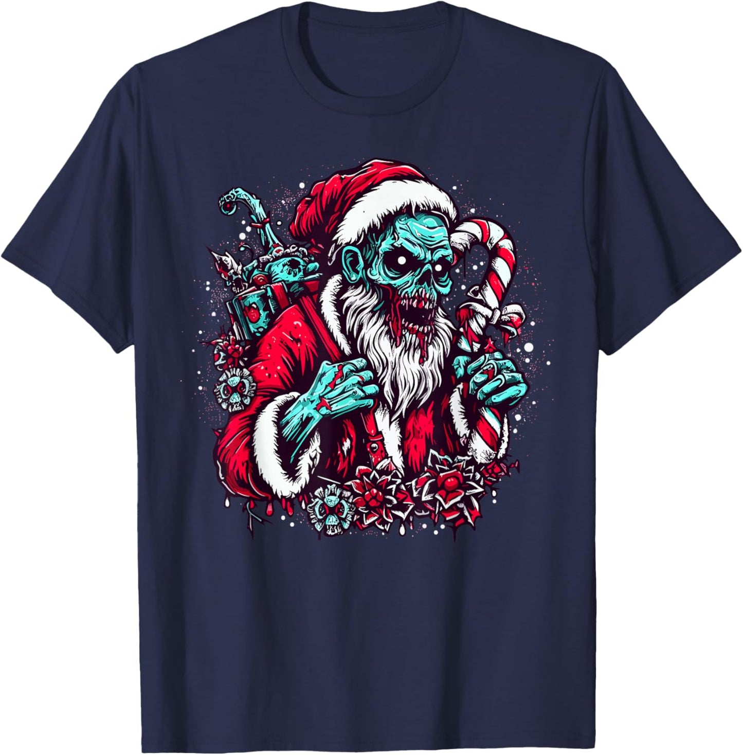 Zombie Santa Claus Christmas Zombies Xmas Horror Lover T-Shirt - T-Shirt | Navy