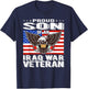 Proud Son Of An Iraq Veteran Patriotic Eagle Military Family T-Shirt - T-Shirt | Navy