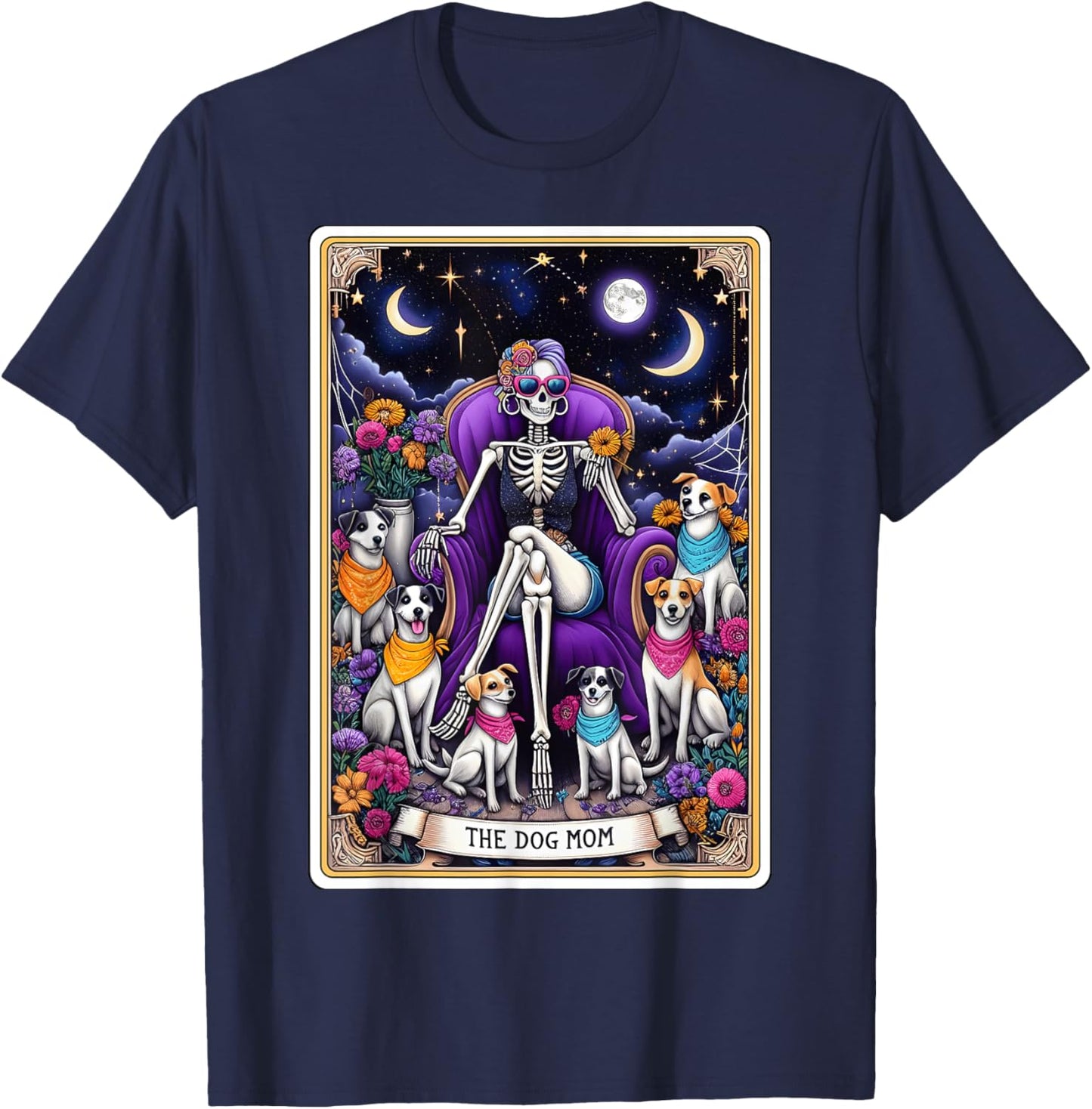 The Dog Mom Tarot Card Women Dog Mama Pup Puppy Skeleton T-Shirt - T-Shirt | Navy