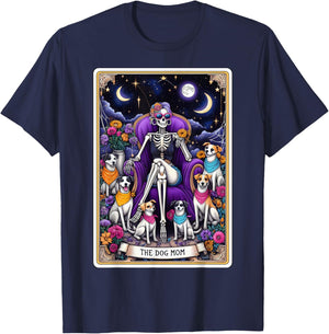 The Dog Mom Tarot Card Women Dog Mama Pup Puppy Skeleton T-Shirt - T-Shirt | Navy