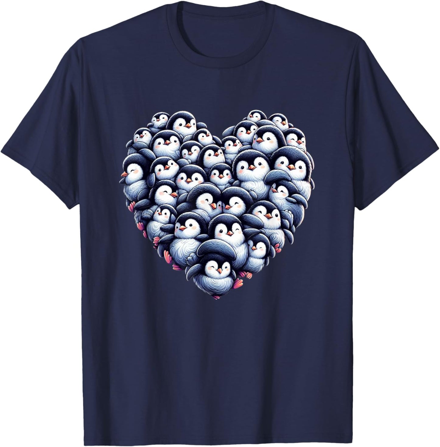 Penguins Love Beautiful Colorful Penguin Art Animal T-Shirt - T-Shirt | Navy