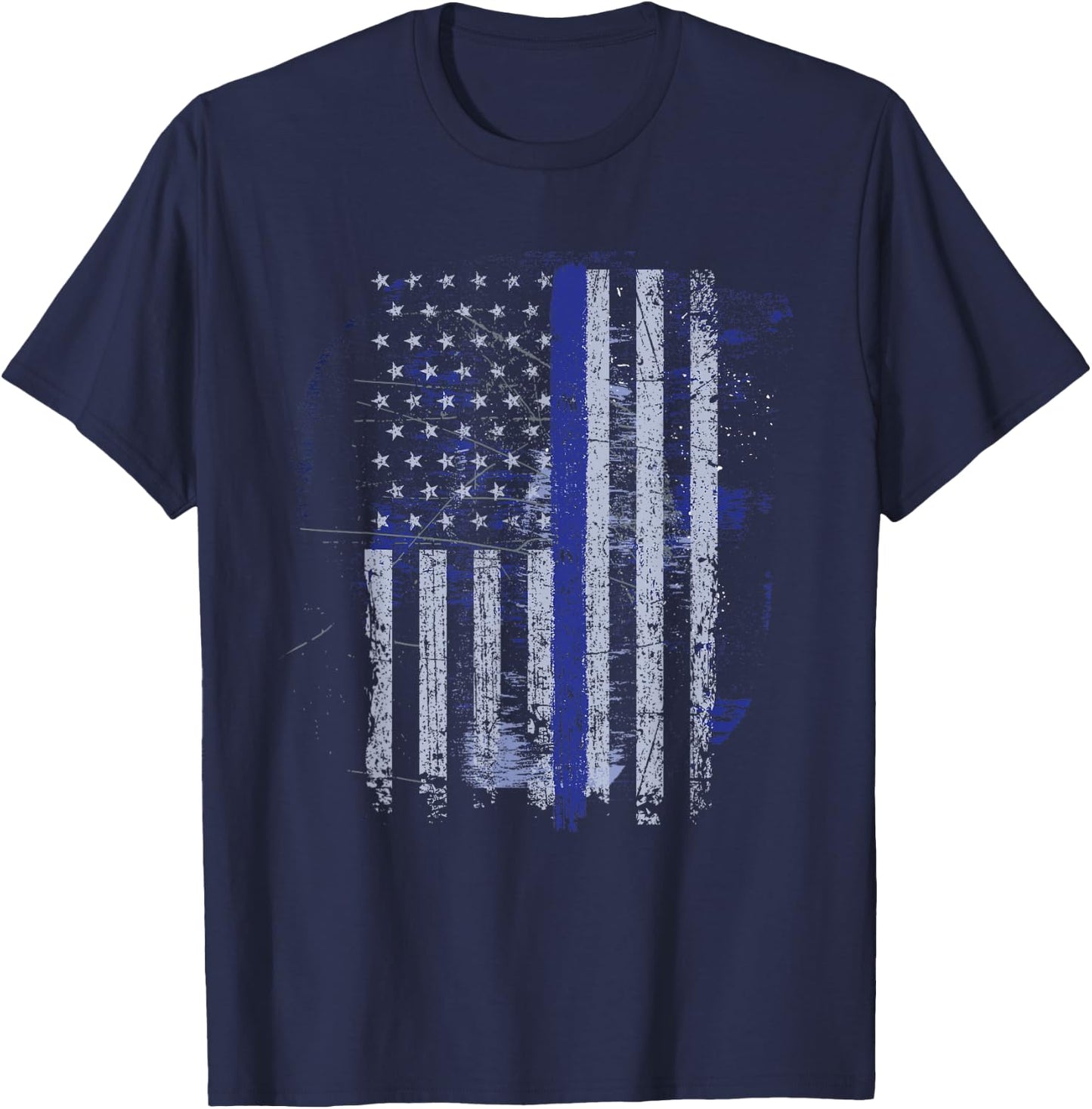 Thin Blue Line Flag Back The Blue Patriotic Police T-Shirt - T-Shirt | Navy