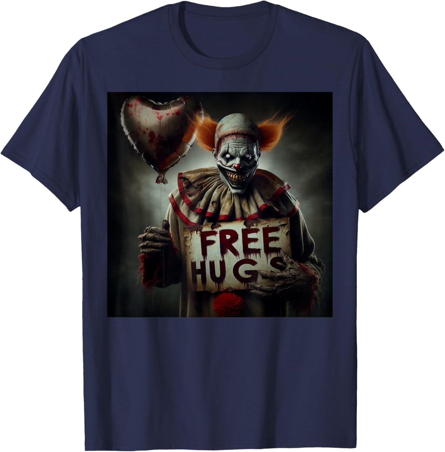 Kostenlose Umarmungen Gruseliger Clown Halloween-Horror zum Valentinstag T-Shirt - T-Shirt | Navy