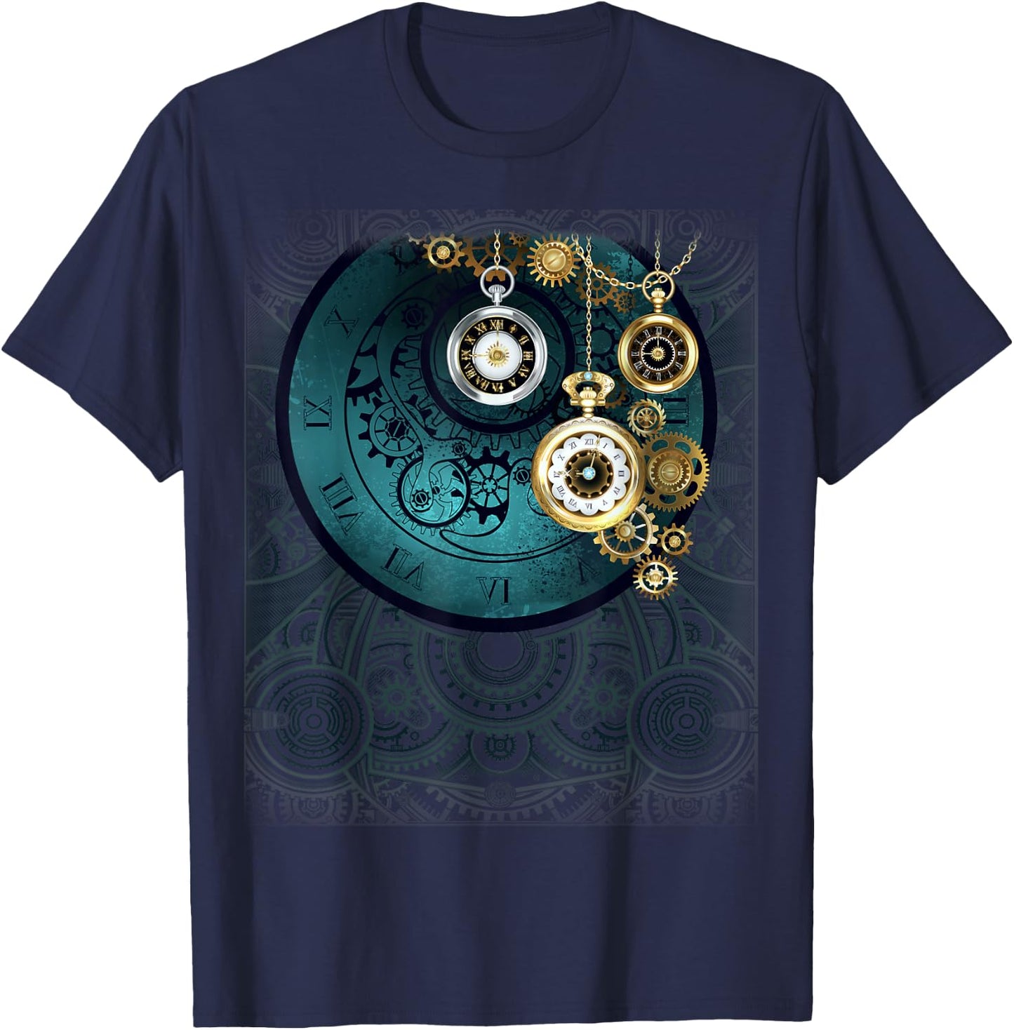 Steampunk Retro Vintage Pocket Watch Cogwheel Gears Gift Men T-Shirt - T-Shirt | Navy
