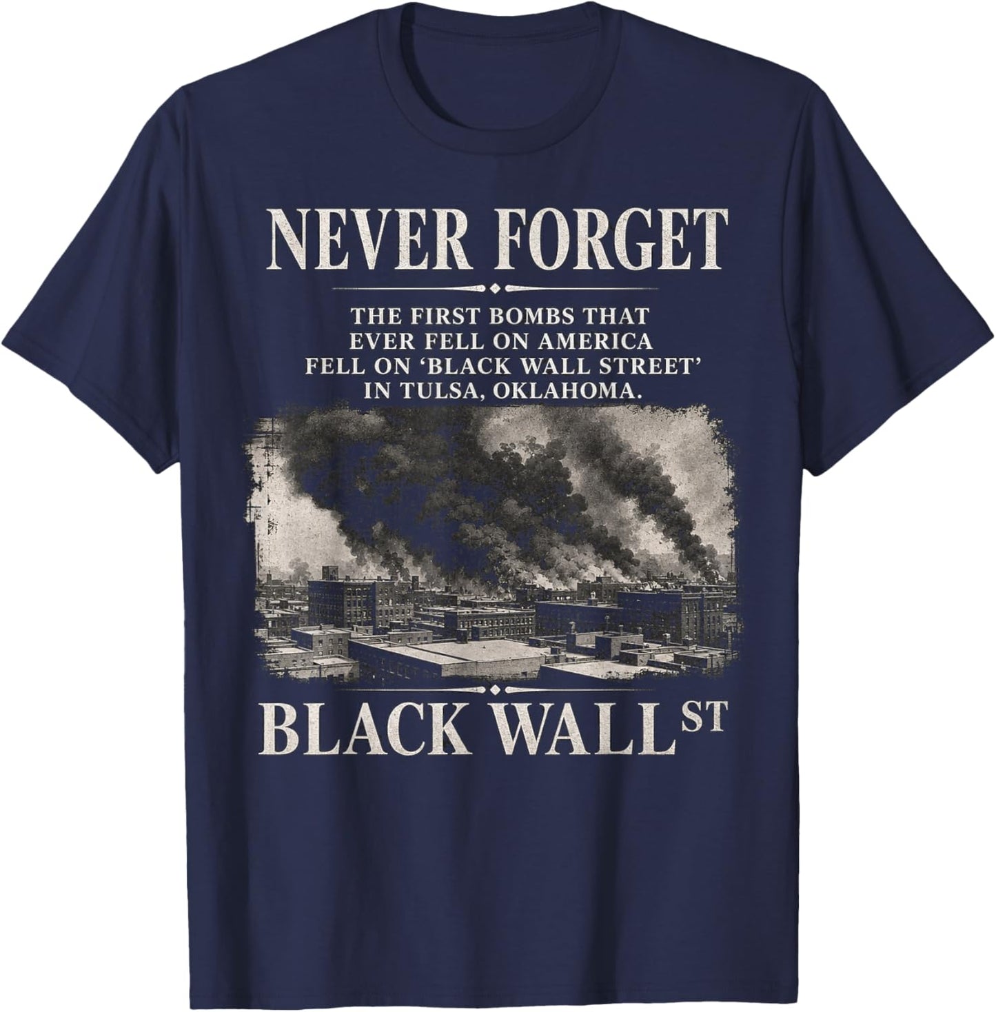 Black Wall Street Historical Illustration T-Shirt - T-Shirt | Navy