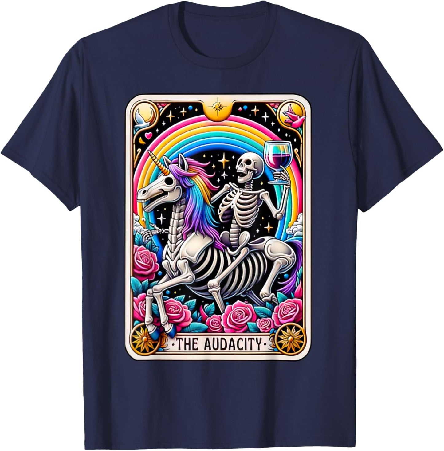 The Audacity Funny Tarot Card Sarcastic Skeleton T-Shirt - T-Shirt | Navy