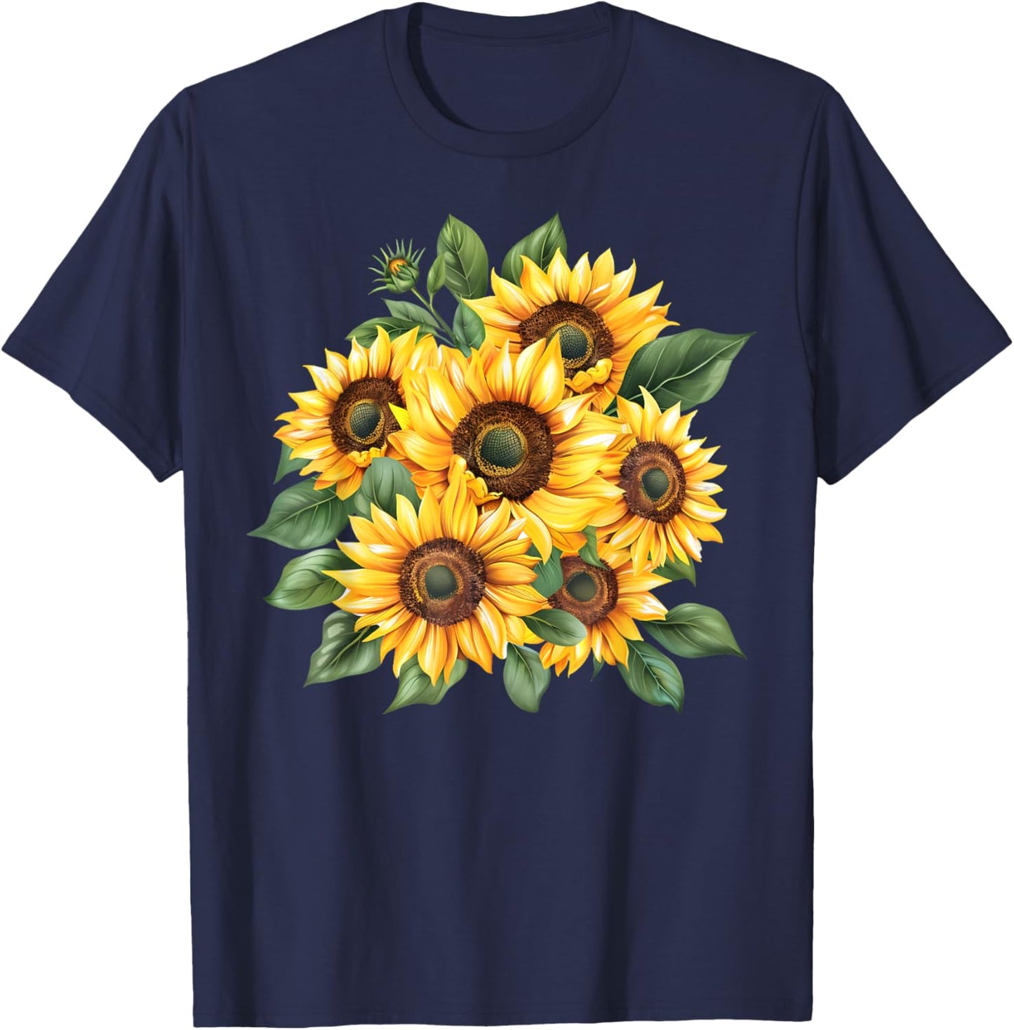 Yellow Sunflowers Cute Summer Flowers Women Beach Vibes T-Shirt - T-Shirt | Navy
