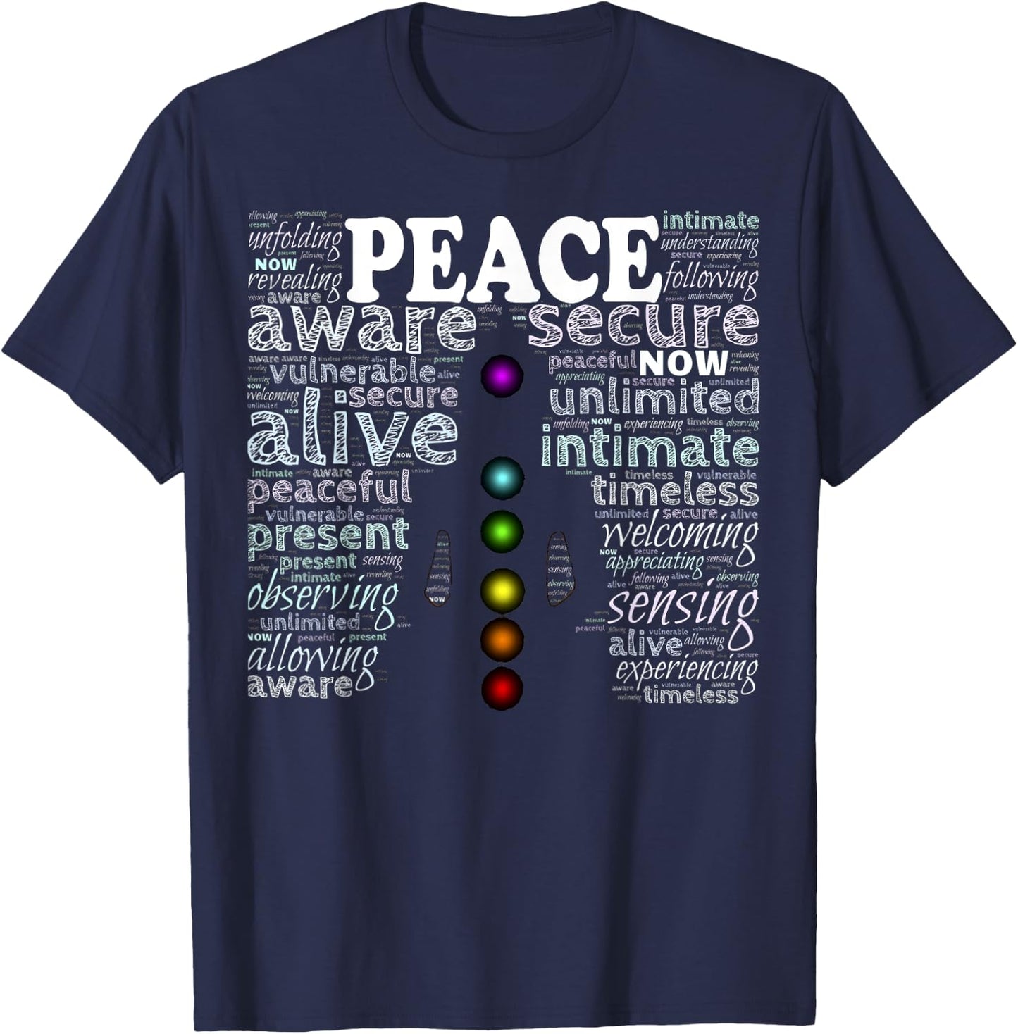 Inspirational Words Peace Meditation Chakra T-Shirt - T-Shirt | Navy