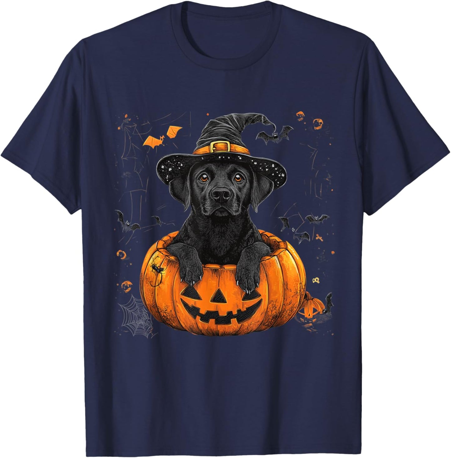 Black Lab Labrador Pumpkin Halloween Thanksgiving Men Women T-Shirt - T-Shirt | Navy