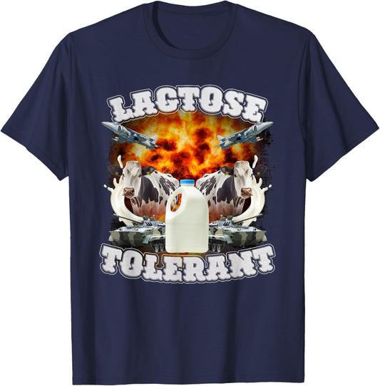 Funny Lactose Retro Pro-Dairy Apparel Adults Black Cotton Polyester Small T-Shirt - T-Shirt | Navy