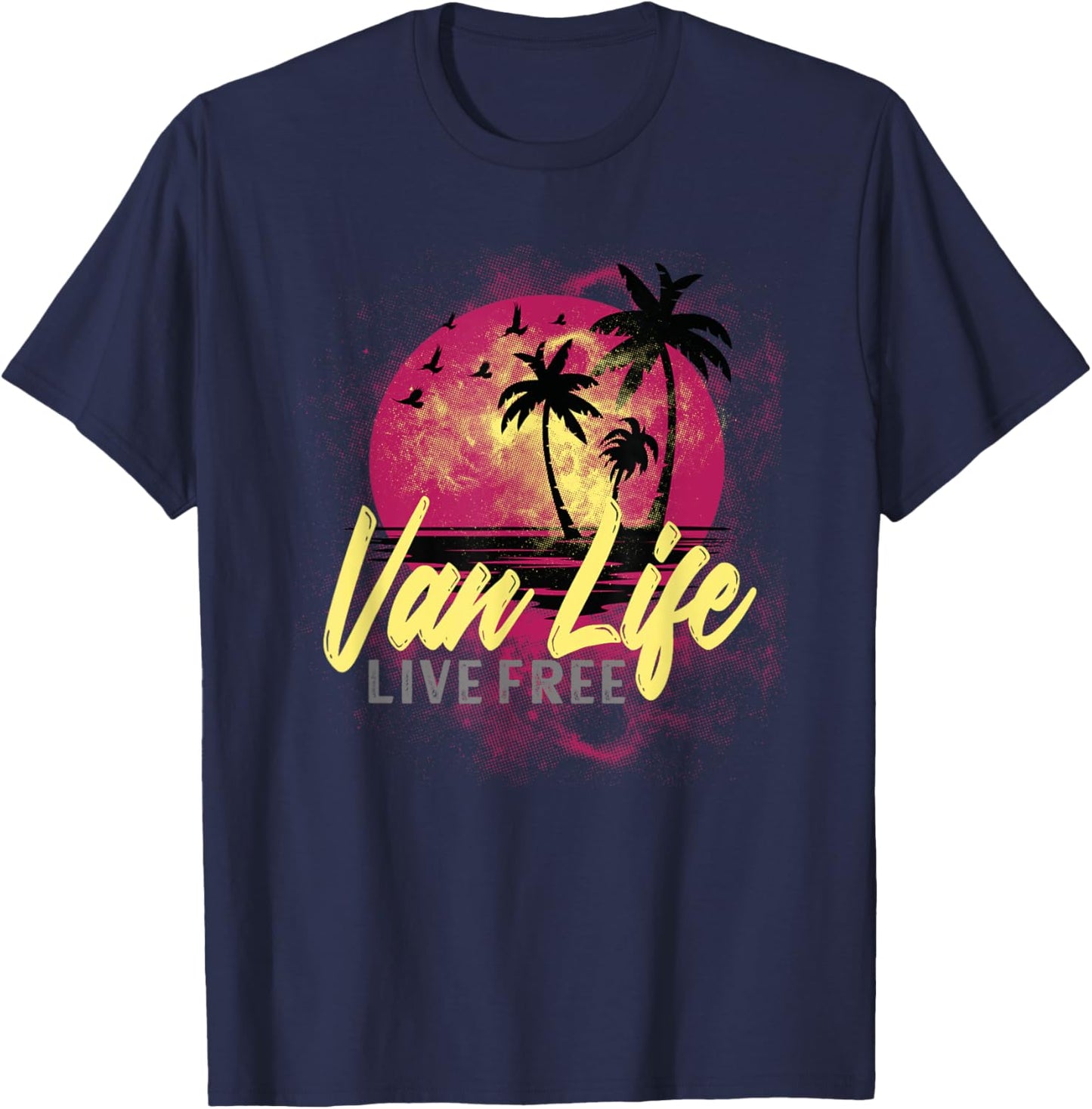 Retro Vintage Van Life is the Real Adventure T-Shirt - T-Shirt | Navy
