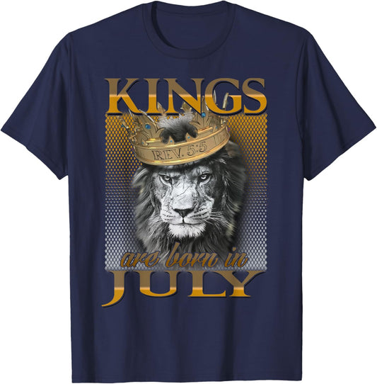 Kings are born in July, King Man , July T-Shirt - T-Shirt | Navy